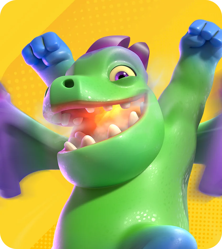 Bebê dragão do Clash Royale comemorando
